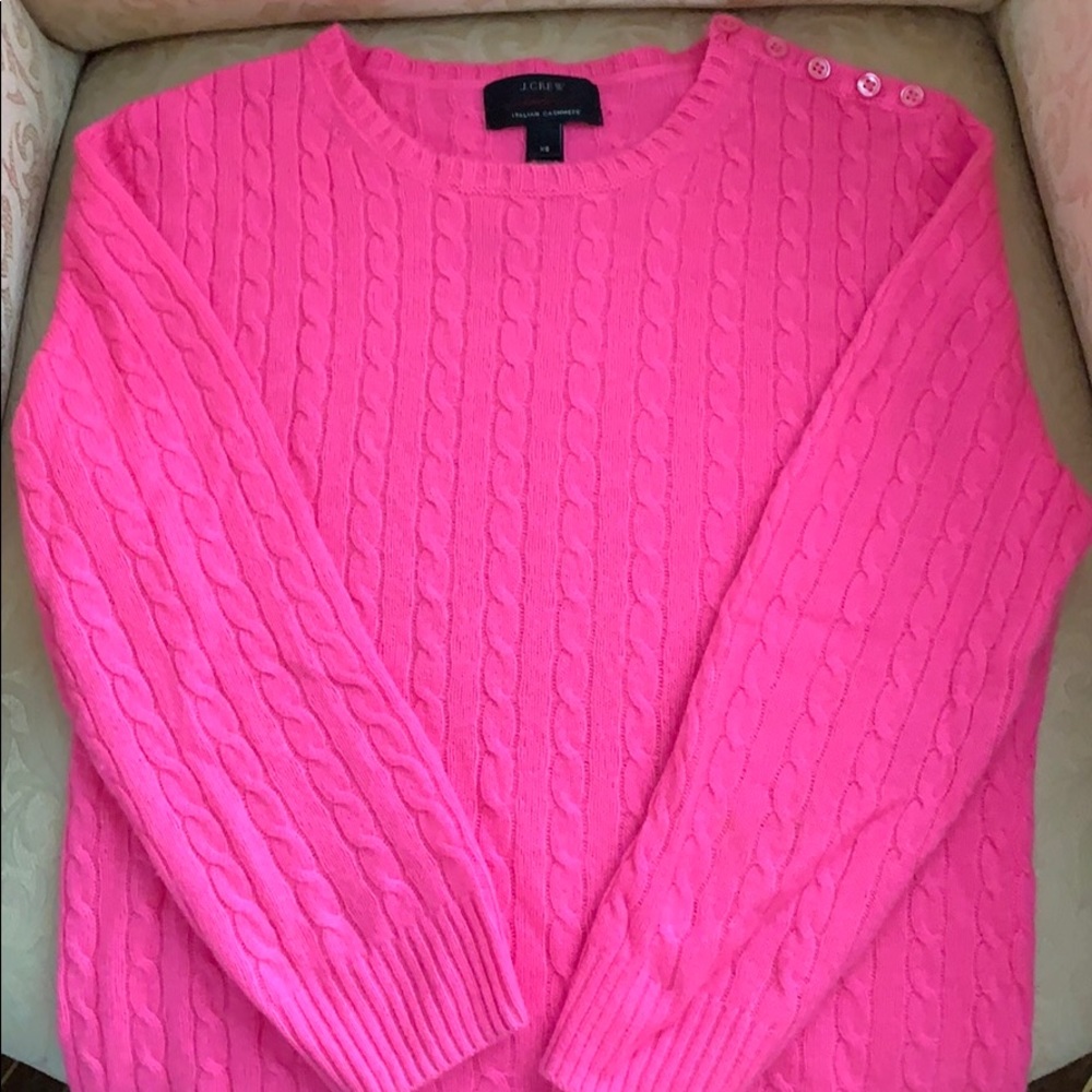 JCrew Italian Cashmere Bright Pink sweater